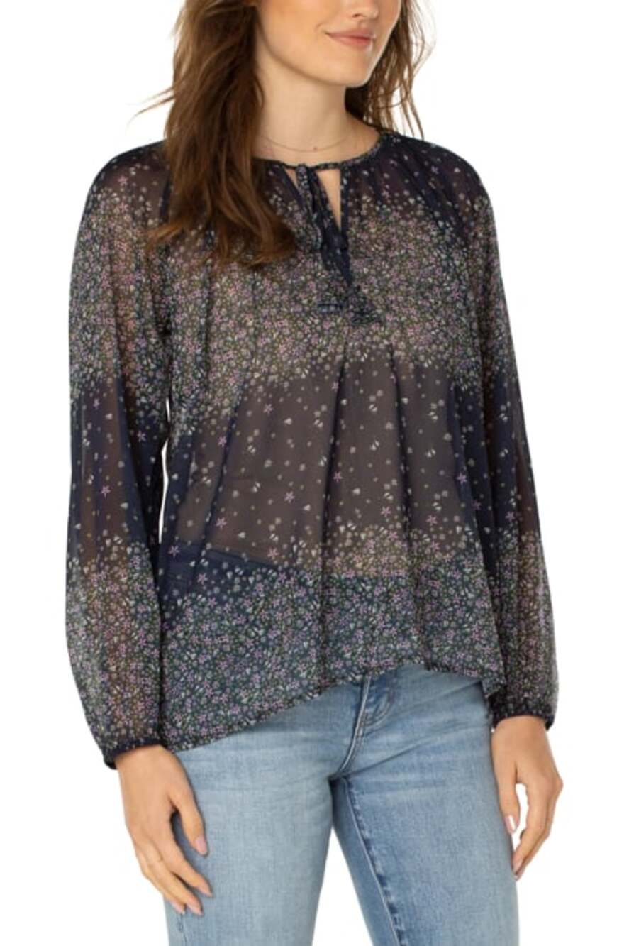 Liverpool Los Angeles Midnight Garden blouse medium cottagecore boho whimsical